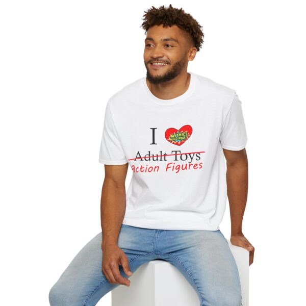 Action Figures Collector Unisex T-Shirt - I Love Adult Toys Design - Image 3