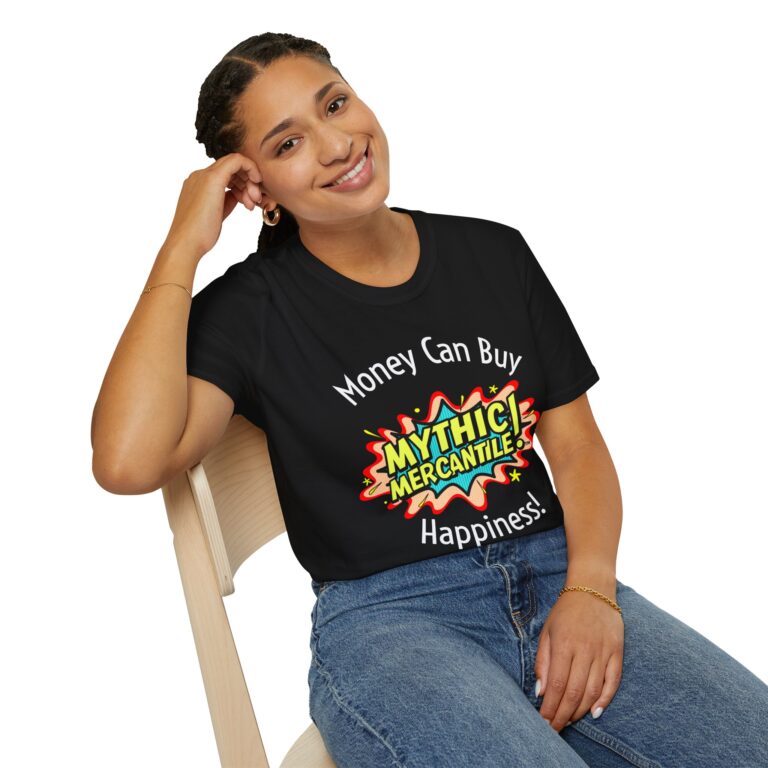 Mythic Mercantile Happiness T-Shirt - Unisex Softstyle Tee - Image 3