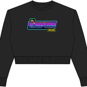 The Warpcore Arcade Crop Crewneck Sweatshirt — Retro 80s Neon Gaming Graphic